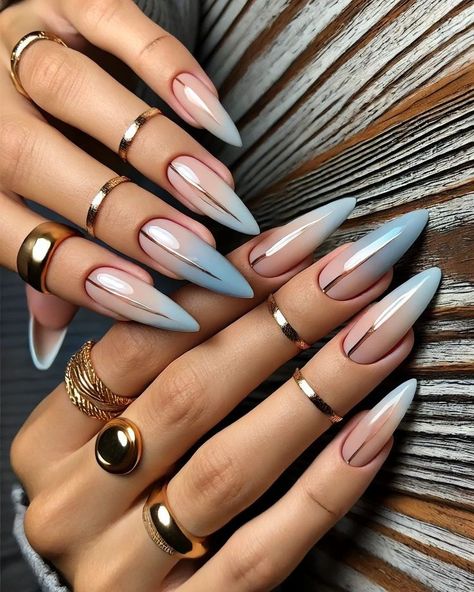 2024 Blue Nails, Two Color Nail Design, Classy Nails Design, Trendy Manicure, Instagram Nails, Hot Nails, Luxury Nails, Elegant Nails, Fabulous Nails