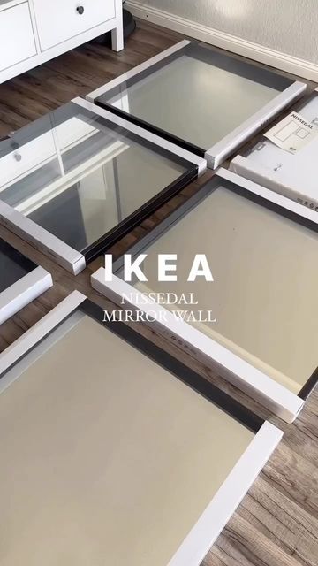 Ikea Mirror Wall, Nissedal Mirror, Ikea Nissedal, Ikea Mirror Hack, Mirror Hack, Ikea Mirror, Ikea Wall, Gym Room At Home, Ikea Living Room