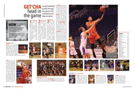 Yearbook Basketball Spreads, Basketball Yearbook Spread, Yearbook Spreads, Yearbook Pages, Yearbook Layouts, Student Council, Award Winner, Yearbook, Layout Design