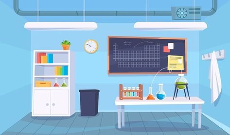 Cartoon Laboratory, Steam Science Projects, Chalkboard Wallpaper, Cartoon Building, Science Room, Room Illustration, Background Eraser, Science Background, Animation Art Sketches