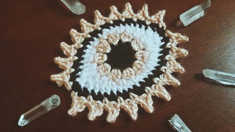 Crochet Wicca, Crochet Eyeball, Crochet Patches, Eye Crochet, Cottagecore Crochet, 2023 Crochet, Crochet Prayer Shawls, Beginner Friendly Crochet, Meg White