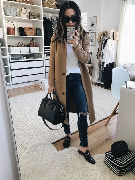 Gucci Mules Outfit Winter, Givenchy Mini Antigona Outfit, Antigona Givenchy Outfits, Givenchy Antigona Small Outfit, Givenchy Antigona Outfit, Gucci Mules Outfit, Aritzia Wool Coat, Brandname Bag, Antigona Givenchy