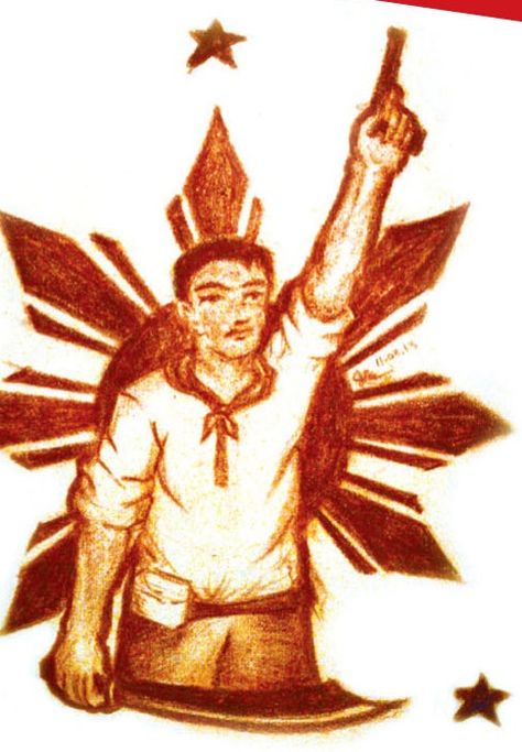 Philippine Revolution Drawing, Andres Bonifacio Art, Andres Bonifacio Drawing, Filipino Fan, Andres Bonifacio, Preschool Gym, Rainbow Preschool, Filipino People, Ww2 Art