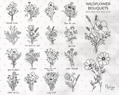 Eucalyptus Svg, Flower Bouquet Svg, Wildflowers Bouquet, Garden Svg, Sketch Flower, Wildflower Svg, Drawing Ideas List, Floral Svg, Flower Sketches