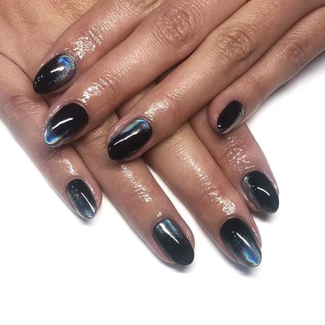 Black Holo Nails, Holo Nails, Dip Nails, Dipped Nails, Dip, Nails, On Instagram, Beauty, Black