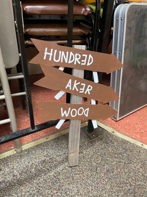 Diy 100 Acre Wood Sign, 100 Acre Wood Sign, Hundred Acre Wood Sign, Theater Props, Cole Baby, 100 Acre Wood, Winnie The Pooh Themes, Diy Props, Hundred Acre Woods