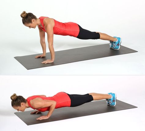 15 Chest Exercises Every Woman Should Know How to Do Elbow Plank, Beginner Workouts, Popsugar Fitness, Circuit Workout, Chest Workouts, Jump Squats, Push Ups, Formda Kal, Love Handles