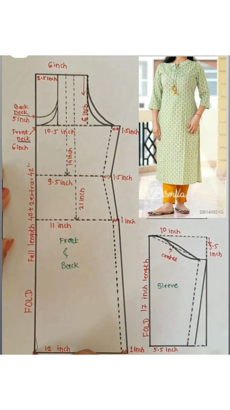 Kurta Measurement Chart, Kurta Sewing Pattern, Kurti Drawing, Drafting Dress Patterns, Churidar Pattern, Clothing Pattern Design, Sewing Measurements, Easy Dress Sewing Patterns, Dress Sewing Tutorials