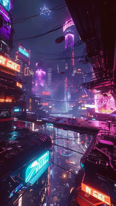 Kota Masa Depan, Cyberpunk Cities, Neon Cyberpunk, Lights At Night, Sci Fi City, Cyberpunk Anime, Cyberpunk City, Cyberpunk Aesthetic, Arte Cyberpunk