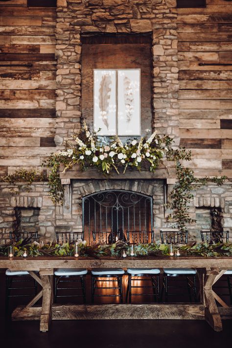 Table In Front Of Fireplace, Head Table Wedding, Sweetheart Table Wedding, Wedding Portrait Poses, Flower Studio, Head Table, Barn Wedding Venue, Studio Ideas, August 26