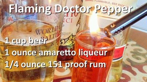 Flaming Doctor Pepper, Flaming Dr Pepper, Doctor Pepper, Mixed Drinks Recipes, Alcohol Drinks, Drink Recipe, Dr Pepper, Chicken Parmesan, Big Girl