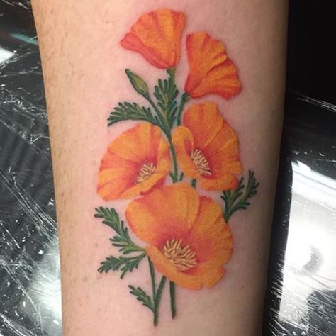 @emilygeiger does some pretty awesome color work too! Her flowers are amazing!!! #poppytattoo #poppy #flowertattoo #latattoo #colorrealism #cutetattoos #losangeles #timelesstattoola #california California Poppy Tattoo, Poppy Flower Tattoo, Poppy Tattoo, California Tattoo, August Birth Flower, Timeless Tattoo, Constellation Tattoo, Poppies Tattoo, Birth Flower Tattoos