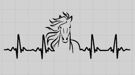 Horse Heartbeat, Equestrian Farm, Horse Tattoo Design, Mirror Decal, Horse Tattoo, Vinyl Car Stickers, Horse Decor, Horse Drawings, Car Window Decals