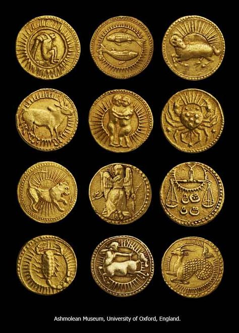 Gold coin Mughal Moghul Jahangir king emperor empire zodiac zodiacal sign mohur Coin Aesthetic, Ancient Zodiac, Medieval Coins, Rare Gold Coins, Coin Buyers, Coin Logo, Artsy Jewelry, Mughal Empire, Ancient Coin