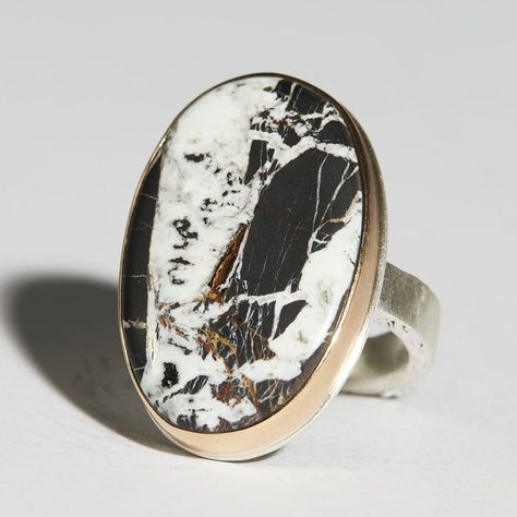 White Buffalo Turquoise Ring White Buffalo Turquoise Jewelry, Nyc Jewelry, White Buffalo Turquoise, Gold Statement Ring, White Buffalo, Curated Gifts, One Ring, Exquisite Jewelry, Turquoise Jewelry