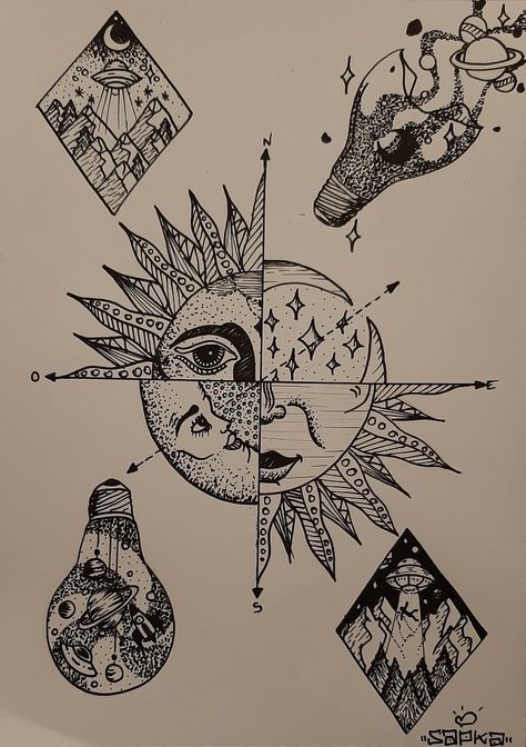 String Theory Art, Drawing Sun And Moon, Spiritual Drawings Ideas, Boho Sketches, Astronomy Drawing, Mystical Drawings, Witchy Drawings, Moon Sketch, Spiritual Drawings