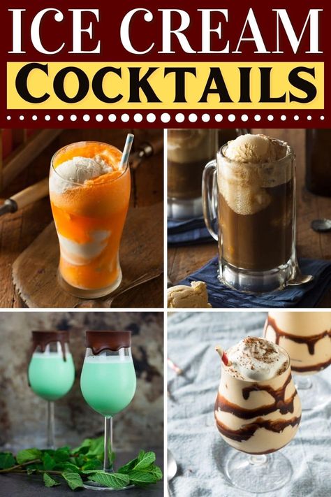 Give dessert a boozy twist with these ice cream cocktails! From a mudslide to a grasshopper to a Kahlua float, these treats are the ultimate indulgence. Ice Cream Alcohol Drinks, Ice Cream Cocktails Alcohol, Ice Cream Martini, Ice Cream With Alcohol, Ice Cream Cocktail Recipes, Desert Cocktail Recipes, Ice Cream Drinks With Liquor, Alcoholic Ice Cream Drinks, Boozy Ice Cream Recipes