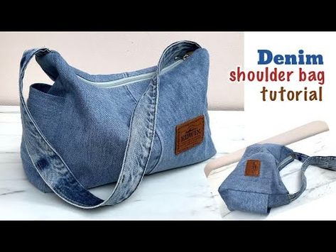 how to sew denim shoulder bag patterns , 1 jeans 1 bag idea,denim hobo bag tutorial. - YouTube Hobo Bag Patterns To Sew, Shoulder Bag Patterns To Sew, Diy Denim Wallet, Diy Jean Purse, Diy Denim Purse, Shoulder Bag Tutorial, Hobo Bag Tutorials, Jeans Bag Diy, Clothing Tutorial