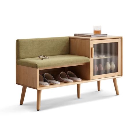 Corrigan Studio® Arjunan 100% Polyester Upholstered Storage Bench | Wayfair Shoe Storage Bench With Cushion, Wooden Shoe Storage, Storage Bench With Cushion, Solid Wood Benches, Upholstered Storage Bench, Bench With Shoe Storage, Upholstered Storage, Shoe Cabinet, Bench With Storage