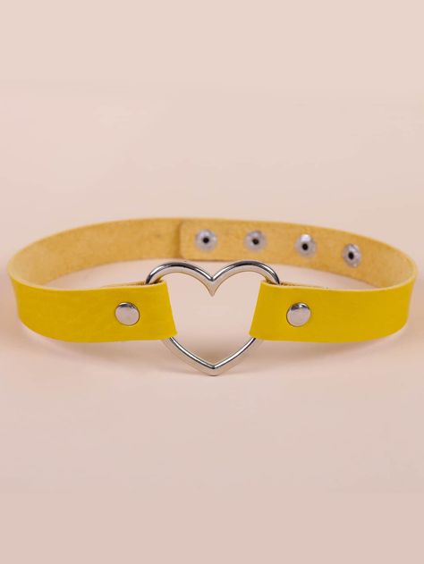 Trendy Yellow Choker Jewelry, Cheap Yellow Choker Jewelry, Yellow Choker, Unique Yellow Choker Necklace, Kidcore Choker, Multicolor Heart-shaped Kawaii Jewelry, Katherine Howard, Yellow Accessories, Heart Choker