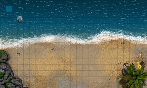 BEACH BATTLEMAP GRID 25x15 by ArtsbyJapao on DeviantArt Beach Battlemap, Fantasy Village, Beach Village, Fantasy Town, Fantasy World Map, Tabletop Rpg Maps, Dnd 5e Homebrew, Fantasy Maps, Dnd Maps