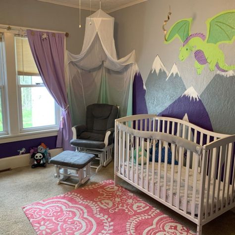 Fairy tales do come true!! How about those fire breathing dragons? Looks like the little one will get all the protection she needs! Image Credits - @queenofstardust Furniture Credits - Violet 7 in 1 Convertible Life Style Crib Find your favorite finish of the crib on Amazon. #dreamonme #convertiblecrib #crib #babyroom #babycrib #roomdecor #kidsroomdecorideas Fire Breathing Dragon, Fire Breathing, Convertible Crib, Dream On, Nursery Inspiration, Steel Grey, Baby Cribs, Kid Room Decor, Baby Room