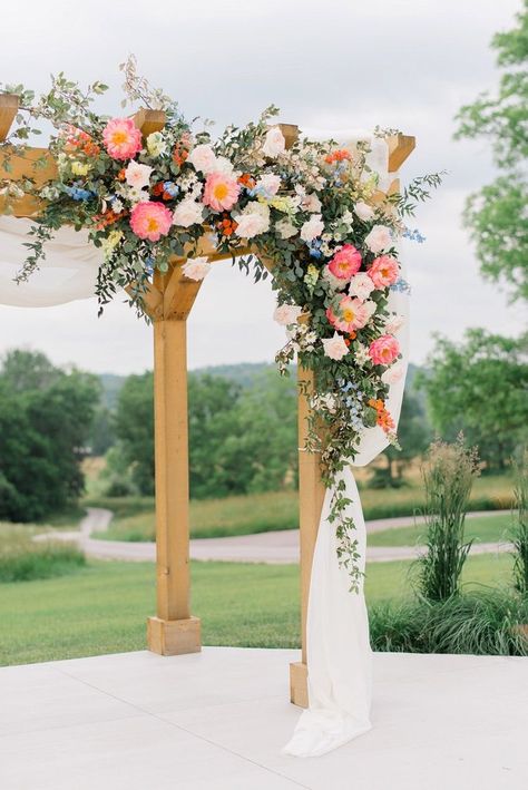 Class Officers, Colorful Garden Wedding, Pastel Wedding Theme, Wildflower Wedding Theme, Wedding Chuppah, Wedding Notes, Midwest Wedding, Bloomington Indiana, Arch Flowers