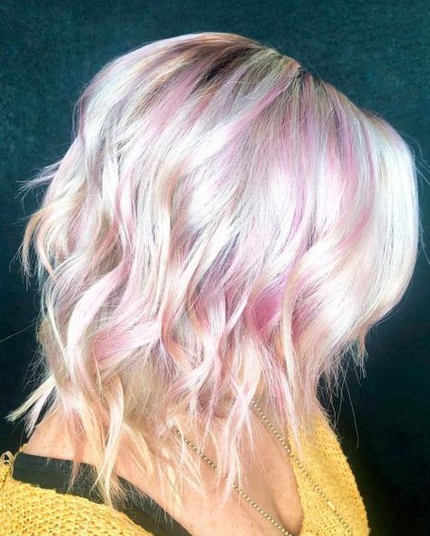 Highlights For 2023, Short Hair With Highlights, Hair With Pink Highlights, Icy Blonde Highlights, Best Short Hair, Unnatural Hair Color, Purple Hair Highlights, Blonde Hair With Pink Highlights, Short Hair Highlights