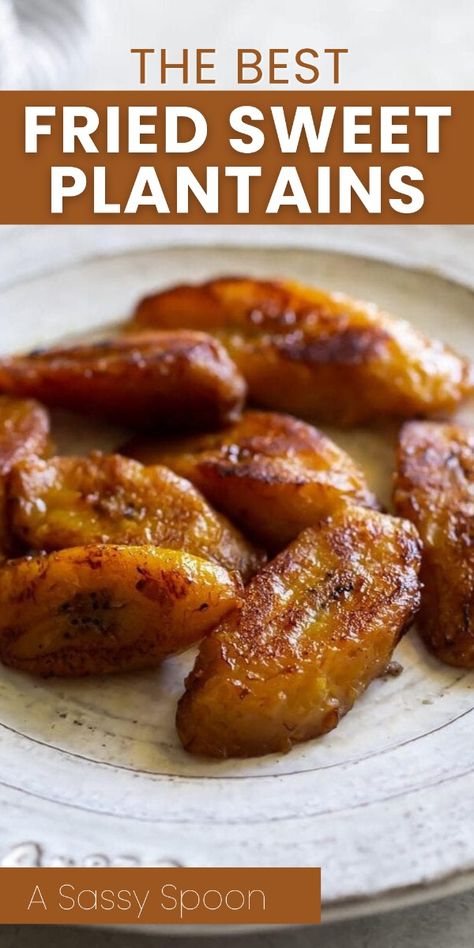 The Best Fried Sweet Plantains are made from ripe green plantains that are sliced and then fried until tender in the middle and crisp on the edges. Plantains are so versatile in Cuban cuisine and make the best side dish for just about any meal! Plantains Recipes Jamaican, Banana Plantain Recipe, Plantain Recipes Sweet, Plantain Benefits, Fried Sweet Plantains, Plantains Recipe, Fried Plantain Recipe, Sweet Fried Plantains, How To Cook Plantains