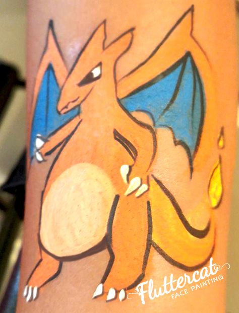 Pokemon Charizard- Fluttercat Face Painting Charizard Face Paint, Painting Pokemon, Dolls Handmade Diy, Pokemon Charizard, Painted Faces, Face Paintings, Face Painting Designs, Painting Designs, 6th Birthday