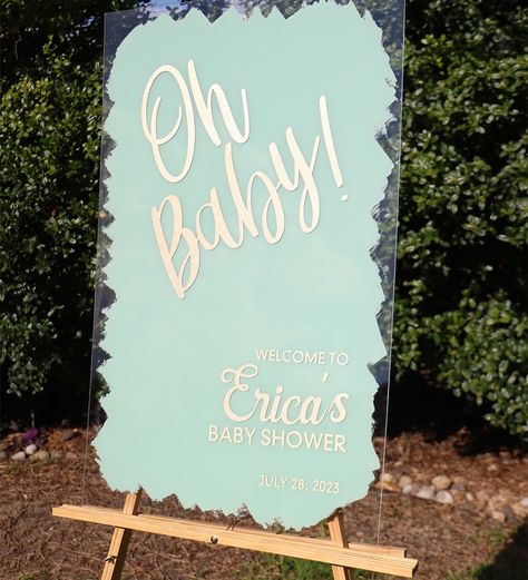 Acrylic Baby Shower Sign Diy Baby Shower Sign, Acrylic Baby Shower Sign, Paints Acrylic, Baby Shower Deco, Signs Diy, Baby Shower Sign, Flower Party, Shower Sign, Baby Shower Welcome Sign