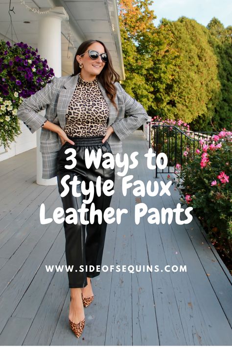 Style Faux Leather Pants, Black Leather Pants Outfit, How To Style Leather Pants, Brown Leather Pants, Flirty Outfits, Snake Skin Shoes, Pleather Pants, Leather Pants Outfit, Spring Styles