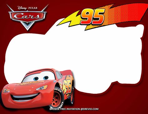 Mcqueen Invitation Template, Rayo Mac Queen, Car Birthday Invitations Free, Mc Queen Cars, Make Birthday Invitations, Doc Hudson, Happy Birthday Banner Printable, Cars Birthday Party Decorations, Cars Invitation