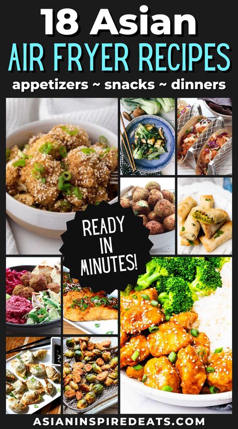 Air Fryer Recipes Asian, Air Fryer Shrimp Tacos, Falafel Bowls, Air Fryer Shrimp, Asian Fusion Recipes, Air Fryer Recipes Breakfast, Air Fryer Recipes Appetizers, Asian Dinner, Asian Appetizers