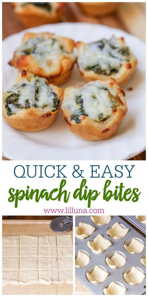 Spinach Dip Bites, Spinach Dip Easy, Different Cheeses, Fingerfood Party, Best Appetizer Recipes, Crescent Dough, Food Appetizers, Thanksgiving Appetizers, Spinach Dip