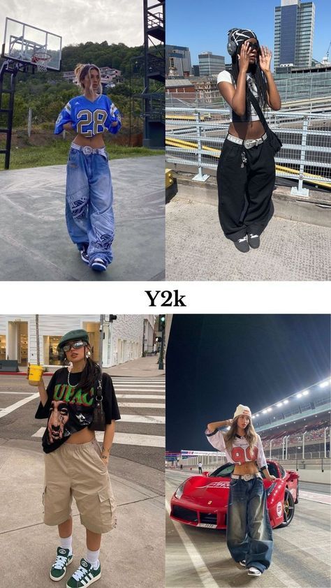 K2k Outfits, 2002 Outfits Fashion, Y2k Outfits Back To School, 2000 Street Fashion, 90s And Y2k Fashion, Streetwear Fits Girl, Hip Hop Attire For Women, Y2k Female Fashion, Y2k Outfits Street Style Women