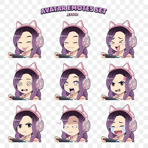 Vtuber Expression, Avatar Face, Cartoon Drawings Sketches, Gamers Anime, Twitch Emotes, Cute Cartoon Images, Chibi Girl, Cute Games