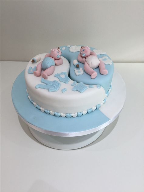 Baby shower cake for twins Twin Baby Shower Cake, Twins Cake, Twins Baby Shower, Baby Shower Cake, Shower Cake, Twin Babies, Shower Cakes, Baby Shower Cakes, Gender Reveal