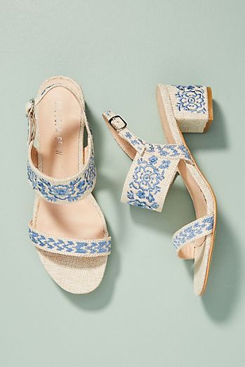 Summer Heeled Sandals, Cute Summer Heels, Fun Shoes For Women, Women’s Sandals, Dresses With Sandals, Blue And White Heels, Spring Dresses 2023, Women’s Shoes, Aesthetic Sandals