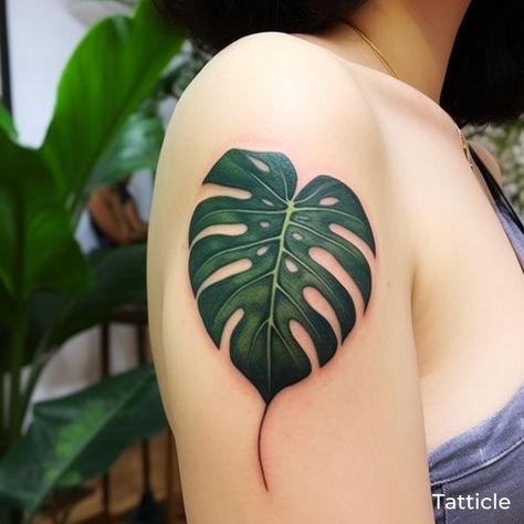 Tropical Tattoos For Women, Plant Tattoo Ideas, Tropical Tattoos, Tropical Tattoo, Plant Tattoo, Monstera Leaf, Leaf Tattoos, Tattoos And Piercings, Tattoos For Women