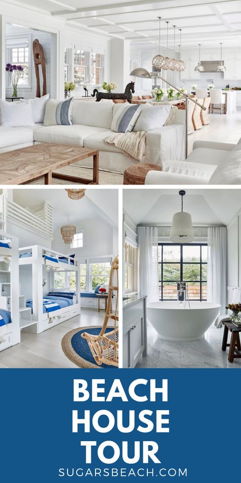 Beach Apartments Interiors, Florida Beach Homes Interior Design, Amagansett Beach House, Summer House Kitchen Ideas, Beach Loft Ideas, Unique Beach House Ideas, Interior Beach House Design, Bay House Decor Ideas, Cozy Beach House Interior