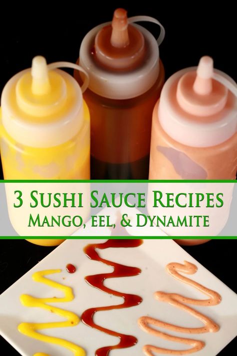 Vegan Sushi Sauce, Sushi Without Raw Fish, Egg Carton Sushi, How To Make Eel Sauce, Sides For Sushi, Sushi Sauces Recipes, Sushi Dipping Sauce Recipes, Sushi Dressing, Sushi Side Dishes