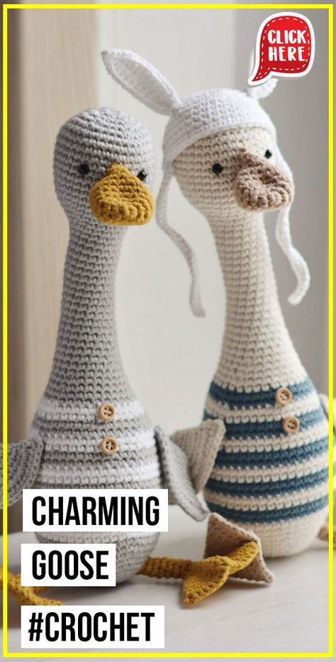 crochet Charming Goose easy pattern - Easy Crochet Goose Pattern for Beginners. Click to Get the Pattern #Goose #crochetpattern #crochet via @shareapattern.com Amigurumi Goose Free Pattern, Goose Crochet Pattern Free, Crochet Goose Pattern Free, Goose Amigurumi, Crochet Goose Pattern, Goose Crochet, Crochet Goose, Goose Pattern, Handmade Kids Toys