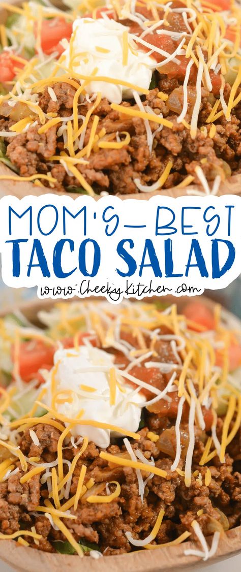 MOM'S BEST Taco Salad Taco Salad Simple, Hamburger Taco Salad, Ultimate Taco Salad, Taco Salad With Italian Dressing, Ground Beef Taco Salad Recipes, Taco Salad With Refried Beans, Taco Salad With Thousand Island Dressing, How To Make Taco Salad, Easy Taco Salad Recipe Simple