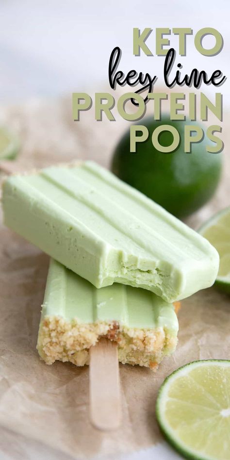 Creamy, rich Protein Popsicles with all the tangy-sweetness of Key Lime Pie! This high protein treat has all the flavor you crave with less than 5g of carbs. Prune Popsicles, Low Carb Key Lime Pie, Keto Popsicle Recipes, High Protein Popsicles, Sugar Free Fudge Pops, Key Lime Dessert Recipes, Key Lime Pie Smoothie, Keto Key Lime, Lime Dessert Recipes