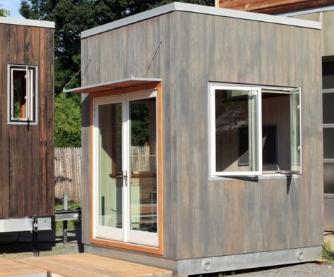 The Cubicle Reimagined! Could This 8'x8' Cube Be Your Next Backyard Office? Prefab Office, Cubicle Makeover, Office Shed, Shed Office, Tiny House Camper, Tiny Office, Studio Shed, Cheap Sheds, Cheap Backyard