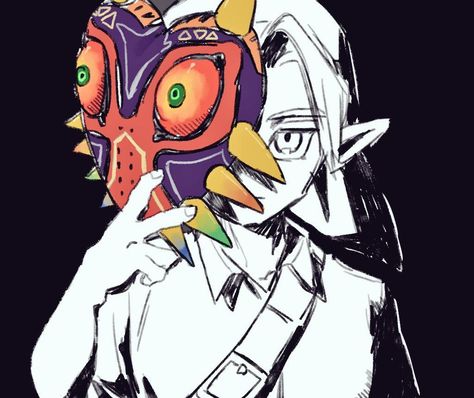 Majoras Mask Art, Zelda Drawing, Zelda Tattoo, Mask Drawing, Majoras Mask, Link Zelda, Nintendo Art, Zelda Art, Ocarina Of Time