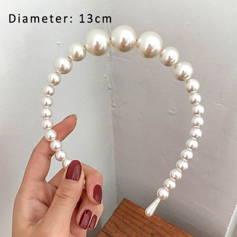 Crochet Hairband, Simple Pearl, Big Pearl, Pearl Headband, Hair Hoops, Headband Styles, Fashion Hair Accessories, Head Accessories, Pearl Hair