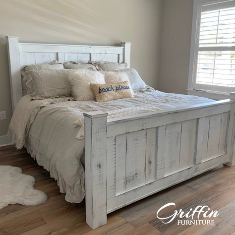 Bed Refurbishing, Farmhouse Bed Frame, Dark Wood Bedroom, Dark Bedroom Furniture, Farmhouse Bed, Grey Bed Frame, Solid Wood Bed Frame, White Bed Frame, Painted Bedroom Furniture