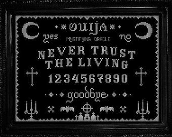 Ouija Cross Stitch Pattern, Ouija Board Cross Stitch, Ouija Board Cross Stitch Pattern, Ouija Cross Stitch, Beetlejuice Cross Stitch Pattern, Creepy Cross Stitch Pattern, Horror Cross Stitch Pattern, Horror Cross Stitch, Stitch Horror